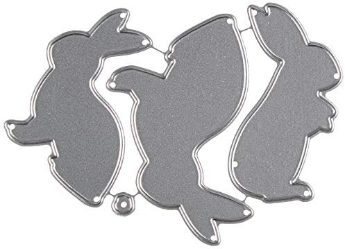 Rayher Stanzschablone: Easter Bunnies, 9,7x4,6cm, 4 Stück, Stahl, Silber, 10 x 10 x 0.1 cm
