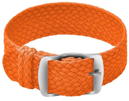 ULLCHRO Unisex Perlon Nylon Armband mit Edelstahl Silberne Schnalle 14mm Orange