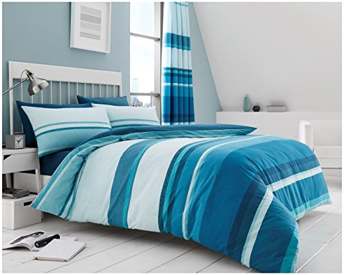 Gaveno Cavailia Luxurious HUDSON Bed Set with Duvet Cover and Pillow Cases, Polyester-Cotton, Teal, Double