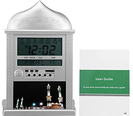 Muslimische Islamische Azan Wecker Muslim Gebet Wanduhr Uhr Azan Athan Digital Alarm Wanduhr Silber HA-4004 mit Stift