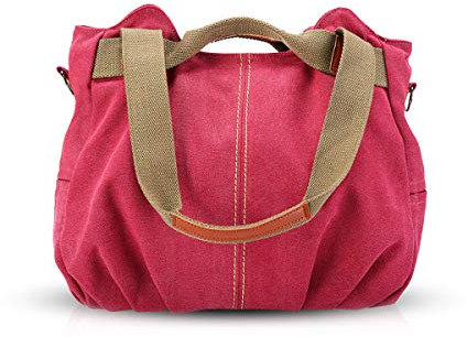 NICOLE & DORIS Canvas Tasche Damen Tragetaschen für Damen Schultertaschen Umhängetasche Leinwand Handtasche Mädchen rot