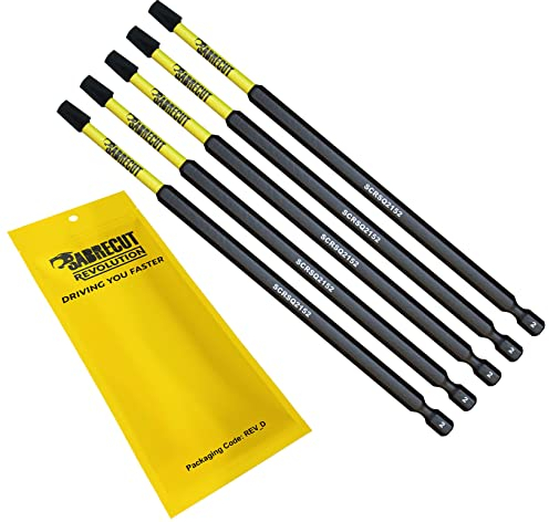 5 x SabreCut SCRSQ2152_5 152mm SQ2 Square Magnetic Impact Screwdriver Driver Bits Set Single Ended Heavy Duty