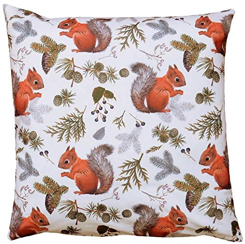 matches21 Kissenbezug Kissenhülle Heimtextilien Eichhörnchen Herbst & Weihnachten weiß & Druck bunt 40x40 cm Polyester