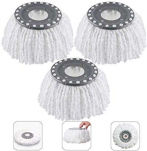 LYTIVAGEN 3 PCS Cabeza de la Fregona, Giratorias de Microfibra Fregona Cabeza para Trapeadores Rotativos Estándar