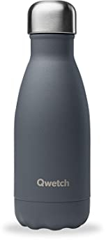 Qwetch - Bouteille Isotherme Originals Gris 260ml - 24h Froid et 12h Chaud - Etanche, Sans BPA & Réutilisable - Gourde inox isotherme pour Sport, Voyage, Bureau, Randonnée