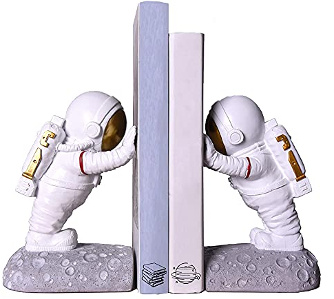 Joyvano Astronauten Dekorative Buchstütze - Buchstützen für Büro Regale, Buchhalter Bücher, Moderne schwere Bücher Halter, Buchstopper