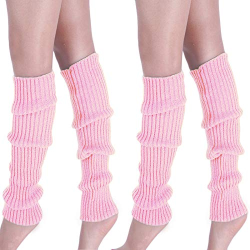CHENGZI 2 Paar gestrickte Beinstulpen für Damen, Winter, warme lange Stiefelsocken für Partyzubehör, rose, One size