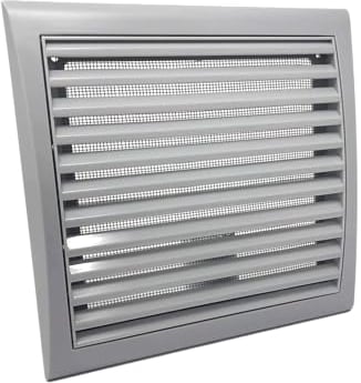 6 inch Grey Wall Vent Square 193 X 188 Grille for Fresh Air Flow Outlet or Inlet Duct for 125 mm 150 mm Ventilation Louvre Cover Outdoor External Grill with Insect Screen Fly Mesh