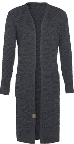 KNIT FACTORY - Jaida Lange Strickjacke | Damen Strickjacke - Cardigan Damen - Lange Strickjacke aus wolle - Grobstrickjacke für Damen - Mit Taschen - Wadenhöhe