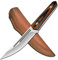 AUBEY Jagdmesser, 440C Stahl Bushcraft Messer mit Ledertasche Überlebensmesser, Rutschfester G10 Griff, Feststehende Klinge Survial Messer Outdoor Camping Gürtelmesser