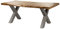 Massivmoebel24.de | Freeform 5 - Baumtisch aus Mangoholz - Natur lackiert | X-Beine in Silber matt | 240x100x77 | Massivholztisch Baumkantentisch Esstisch