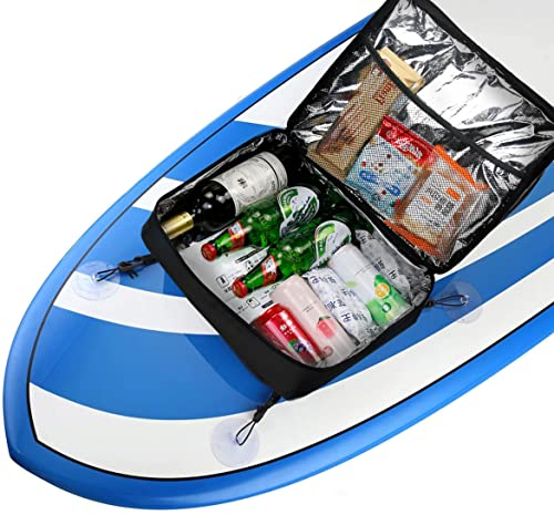 Deck Cooler Bag, 11 lL Paddleboard Kühler, tragbar, wasserdicht, isoliert, Surf Sup Aufbewahrungstasche Kühltasche, Paddelboard Zubehör mit 4 Saugnäpfen für Lebensmittel, Getränke (schwarz)