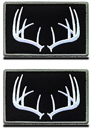 Zcketo Taktische Patch Förster Jäger Aufnäher Wappen Abzeichen Wald Jagd Aufseher Reh Hirsch Geweih Emblem Patches mit Verschluss für Rucksack, Mütze, Jacke, Weste(2 Stück)