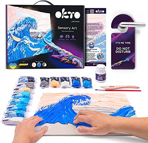 OKTO Art Kit Great Wave in Kanagawa Arts & Crafts DIY Painting with Modeling Clay Kit for Painting Painting Kits for Adults for Home Decoration Air Dry Clay for Adults| Arts and Crafts