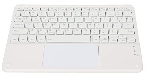Tastiera wireless, mouse touchpad integrato Tasti completi ultra compatti in acciaio Dispositivo portatile universale retroilluminato per PC collegato TV Laptop Tablet(Bianco)