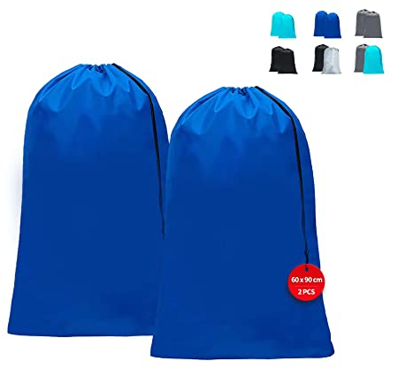 Dmjia® 2 Stück Wäschesack Reise 60 x 90 cm, Wäschebeutel Schmutzwäsche Große Kapazität, Wäschebeutel Reise mit Kordelverschluss, Stoff 120L Schmutzwäschebeutel (Navy blau)