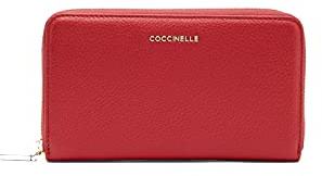Coccinelle Leder Geldbörse Metallic Soft Wallet Grained Leather Ruby dunkelrot