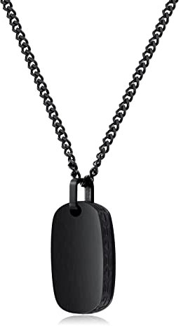 LUCKY2+7 Herren Kette mit Anhänger Edelstahl Schwarz Halskette Herren 45+5cm Einstellbar