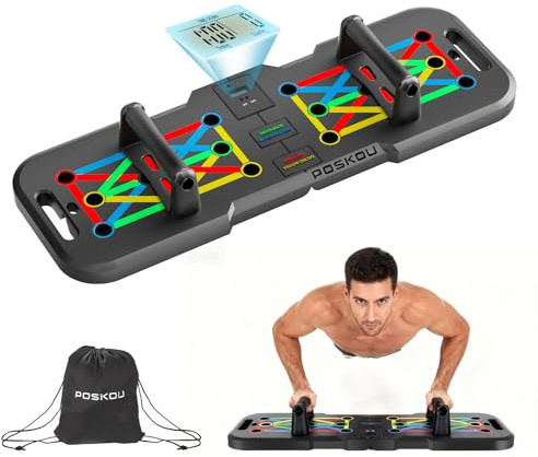 POSKOU Push Up Board Esercizio Attrezzatura Fitness per la Attrezzi Palestra Casa Multifunzione Uomini e Donne Addestramento Portatile di Forza Maniglie Flessioni