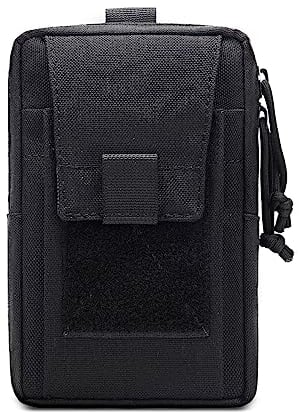 Huntvp Taktische Handytasche für max. 6,7 Smartphone, 1000D Nylon MOLLE Handyhalter Militär Zusatztasche für Rucksack, Hüfttasche Phone Pouch Gürteltasche für iPhone,Samsung,Huawei,Typ-2 Schwarz