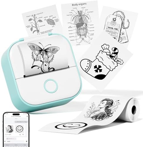 Phomemo Mini Printer T02 Sticker Printer, Thermal Photo Printer for Phone & Tablet, Mini Portable Wireless Label Maker for School Home Office, Handheld Bluetooth Label Makers for doodle dash