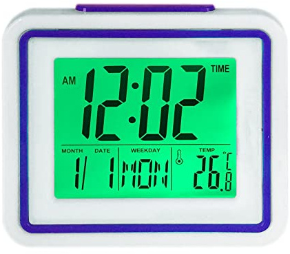 English Talking Alarm Clock with Date, Day and Temperature, for Low Vision or Blind (Purple)