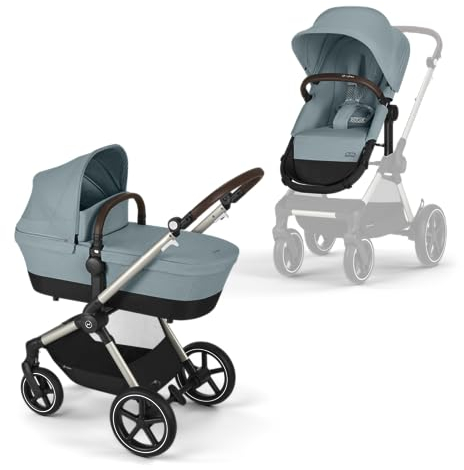 CYBEX Gold Kinderwagen EOS Lux 2-in-1, Reisesystem, Ab Geburt bis 22 kg (ca. 4 Jahre), Sky Blue