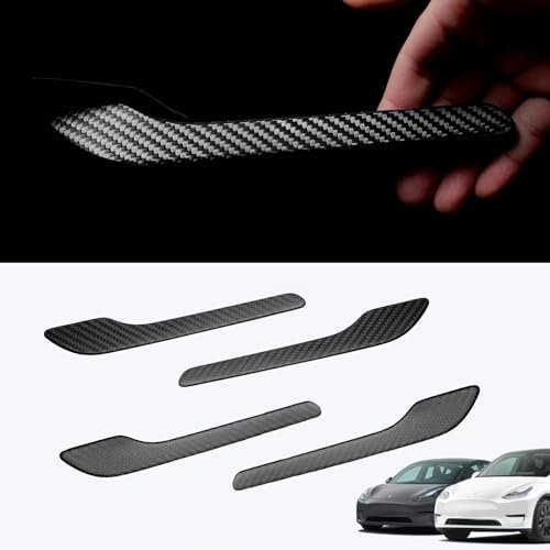 Leeiion Tesla Model 3/Y Door Handle Cover 3K Real Carbon Fiber Door Handle Wrap Kit 4PCS Exterior Door Handle Cover Trims Decoration Accessories for Tesla Model 3/Y-2017-2022(Matte)