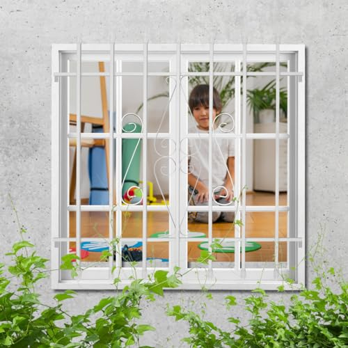 WEWORTH Spear Point Robuste Fensterstange, Fenstersicherungsgitter zur Verhinderung von Einbruch, Sicherheit für Haus und Haustier (36 × 36, weiß, wählen Sie das Installationszubehör, das Sie separat
