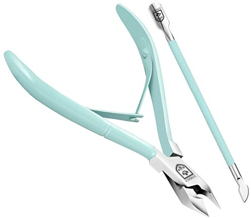 SENBACH Cuticle Trimmer with Cuticle Pusher, Cuticle Remover Cuticle Nipper Professional Stainless Steel Cuticle Cutter Clipper Durable Pedicure Manicure Tools for Fingernails and Toenails (Green)