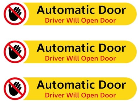 Automatischer Türaufkleber, 3 Stück, Fahrer wird öffnen Türschild, Auto-Aufkleber, automatische Tür nicht berühren, Warnaufkleber, 12,7 x 2,5 cm, wasserdichte Vinyl-Aufkleber für Auto, Taxi, Van, SUV