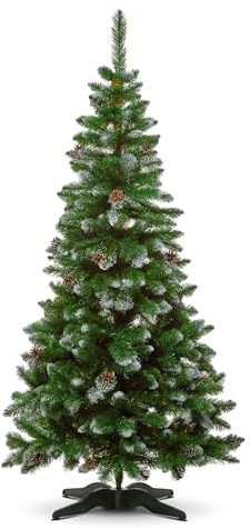 Sunwood Künstlicher Weihnachtsbaum Christbaum Beschneit Tannenbaum mit Zapfen 200 cm, EU Hergestellt (200 cm)