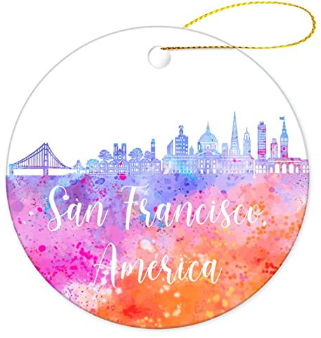 Weihnachtsbaumschmuck 7.3cm, Amerika-San Francisco Weihnachtsanhänger Premium Christbaumschmuck Anhänger Ideal Weihnachtsschmuck Für Party Weihnachtsbaum Geschenke