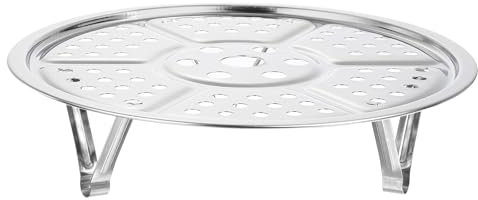 sourcing map Tartera Acero Inoxidable, Estante de vapor con soporte, bandeja de vapor de 7.9 pulgadas para utensilios de cocina al vapor, olla de presión instantánea, tono plateado