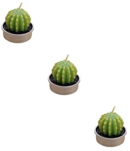 PRETYZOOM 3pezzi Candela Decorativa Forma Di Cactus Mini Cactus Cera Per Decorazioni Domestiche Matrimoni e Feste Candela Tealight Scented Fumi Unico Per Occasioni Speciali