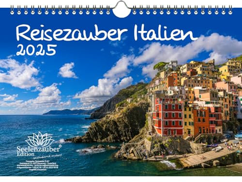 Reisezauber Italien DIN A4 Kalender für 2025 Rom Urlaub Strand Meer Italien Mediterran - Seelenzauber