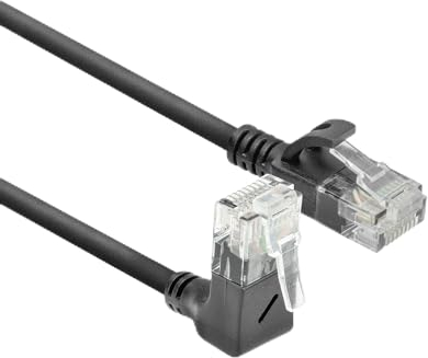 ACT CAT6A Netzwerkkabel 90° gewinkelt nach oben, U/UTP LSZH LAN Kabel Dünn 3.6mm Slimline, Flexibles Ethernet Kabel mit RJ45 Stecker, für den Einsatz in Datenzentren, 1 Meter, Nach oben