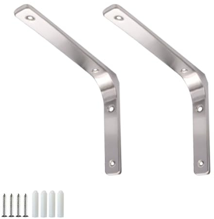 FEEIMOL 2 Pièces Support Etagère Murale Équerres Étagères Charge Lourde L Forme 90 Degrés Supports Fixation Équerre avec Vis pour Cuisine Chambre Tablette Meubles Argent 15x12,5cm