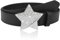 JJDreams Damen Gürtel Schwarz Mit Strass-Pentagramm - Gothic Punk PU Ledergürtel Y2k Vintage