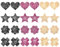 COMNICO Lot de 24 cache-tétons jetables à paillettes autocollants invisibles en forme de pétales, cœur, étoiles, soutien-gorge pour femme, Noir, couleur peau, violet, taille unique