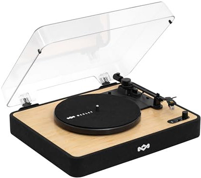 House of Marley Revolution Wireless Turntable - Bluetooth Record Player, 3-Speed Sustainably Made Vinyl Player, Easy Set Up Home Turntables for Vinyl Records with Dust Cover, Audio-Technica Cartridge