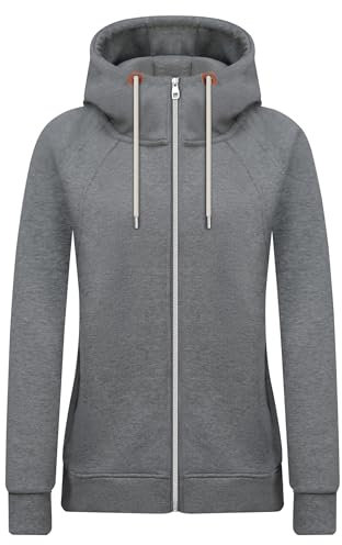 KEBORUILA Hoodie Damen Sweatjacke Kapuzenjacke Herbst Winter Sweatshirt Kapuzenpullover Mit Kapuze Reißverschluss Oberteile 2025 Dunkelgrau S