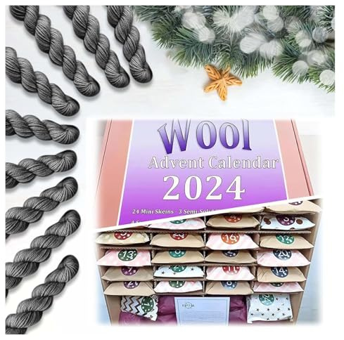 Wolle Adventskalender 2024, Maschenmarkierer Kalender, 24-Tage-Maschenmarkier-Kalender, Yule & Garn Adventskalender 2024, Wollgarn Adventskalender, Häkel-Adventskalender 2024