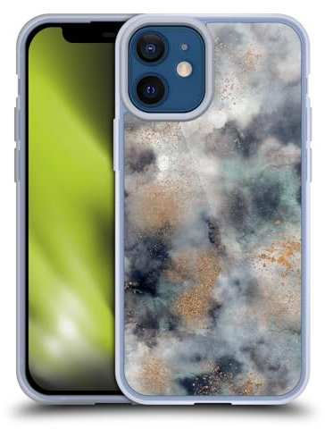 Head Case Designs Offizielle Ninola Blauer Und Goldener Marmor Farbenfrohe Muster Softgelhülle Kompatibel Mit Apple iPhone 12 Mini Und Kompatibel Mit Magsafe Zubehör
