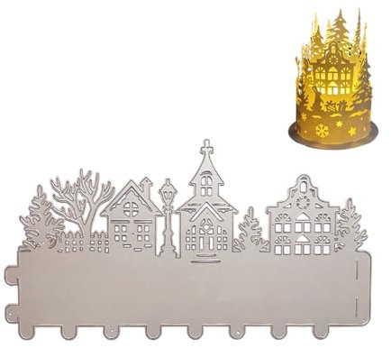 Weihnachten Stanzschablone Laterne Stanze Windlicht Weihnachten Kerzen Deko Metall 3D Stanzformen für Weihnachtslaternenbox Scrapbooking Cutting Dies Prägeschablone DIY Weihnachtsdeko