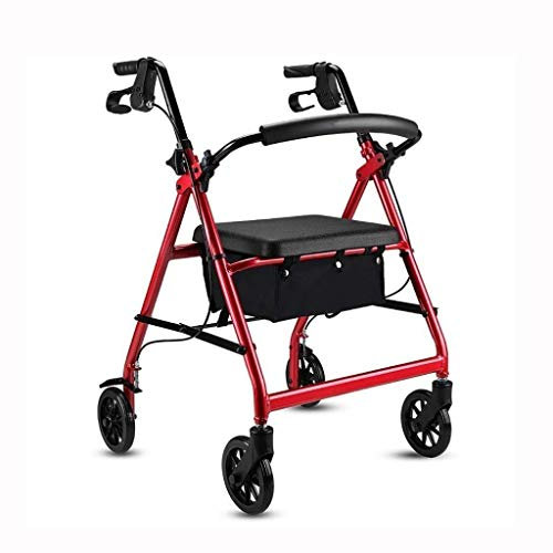 GLETSF Rollator, zusammenklappbar, mit Sitz und Tasche, vierrädriger, zusammenklappbarer Rollator, ältere Menschen können Einkäufe schieben, Lebensmittel kaufen und herumlaufen, Gehgestell mit Sitz