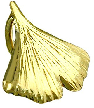 Kleiner Goldanhänger Ginkgoblatt Anhänger aus 375 Gold Gelbgold glänzend Damen