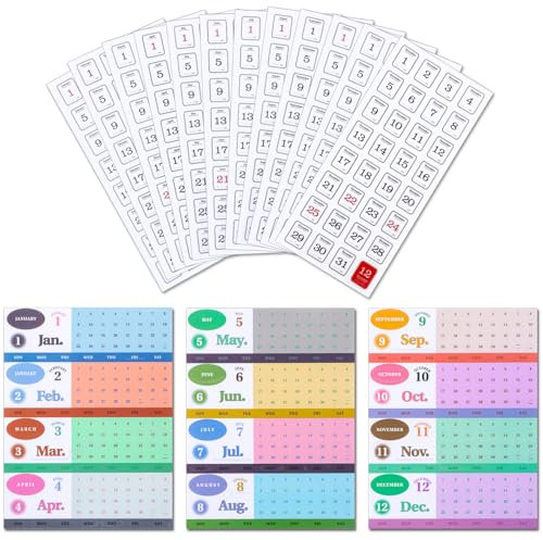 Ptwola 15 Stück Kalender Sticker Monatsplaner Aufkleber Dekorative Tagesplaner Wichtiges Zubehör zum Anpassen undatierter Planer, Notizbücher, Tagebücher