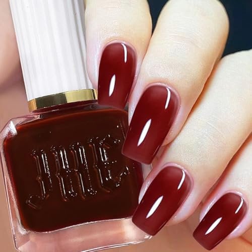 Jelly Nail Polish, Red Nail Polish, Translucent Nude Quick Dry Nail Varnish, No Need Nail Lamp Chip Resistant, Non-Toxic, Long-Lasting nail polish for Women & Girls At-Home Manicure (36#Jelly Red)