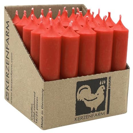 luterna Stabkerzen aus Paraffin, 100/22 mm, Rost, KERZENFARM HAHN, Brenndauer ca. 4h, 25 Stück pro Verpackung